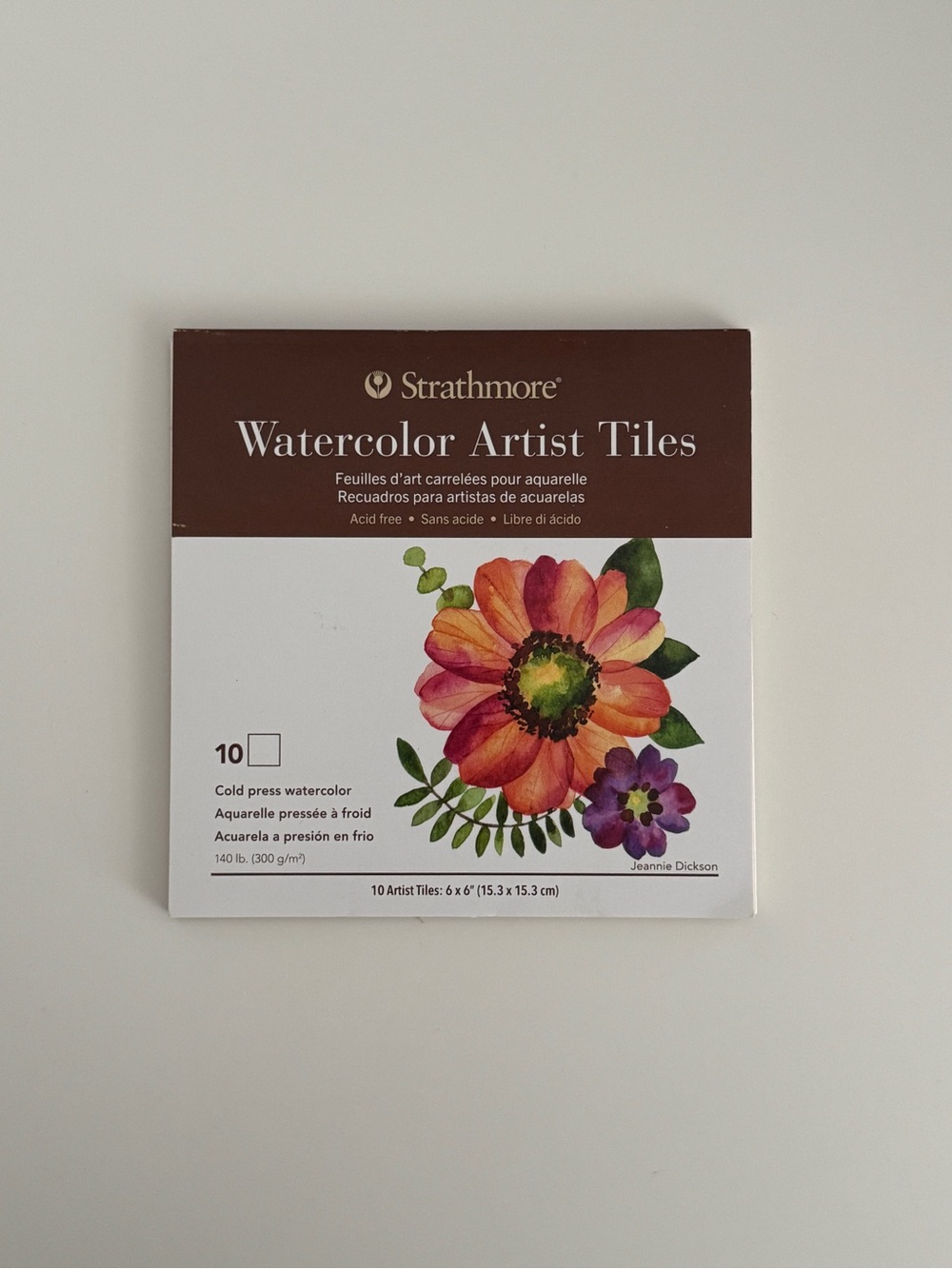 *NEVER USED* — Strathmore Watercolor Artist Tiles - White with Floral Art
